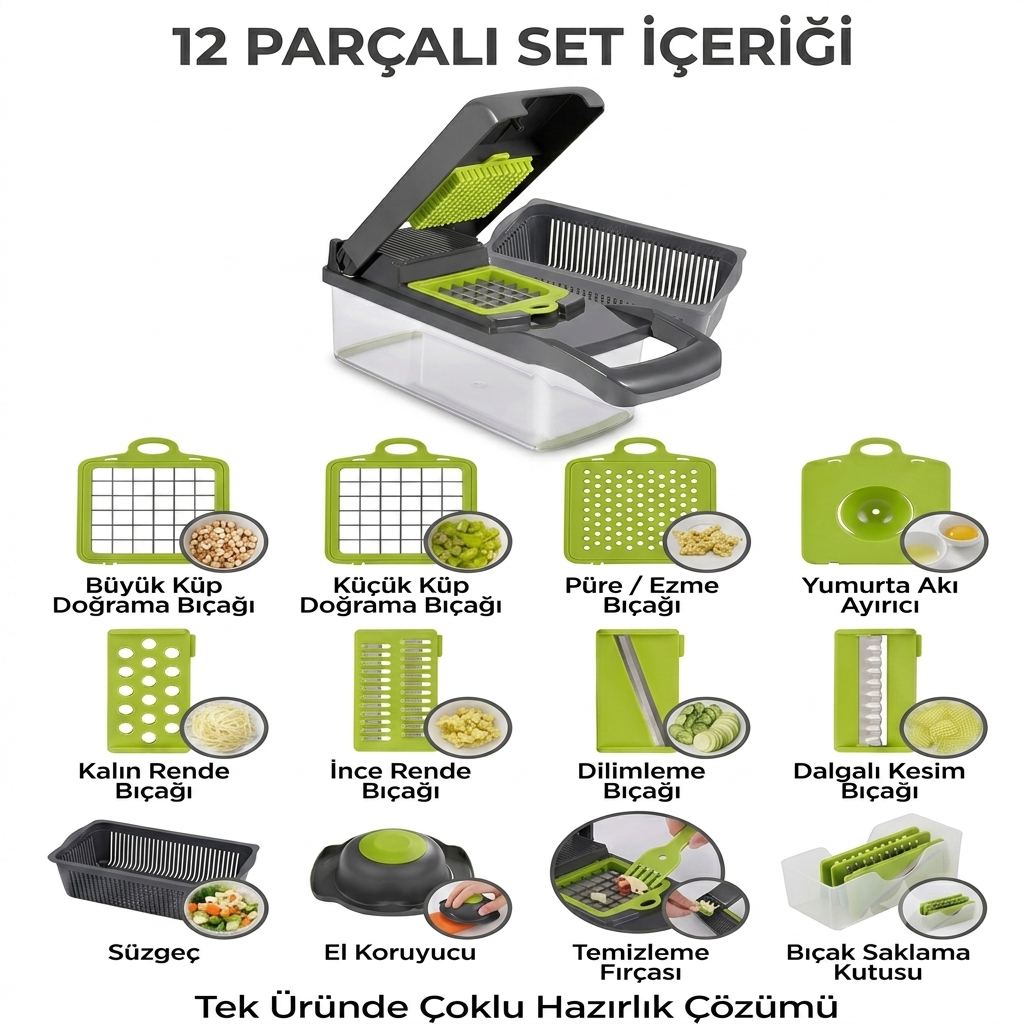 12 parçalı mutfak seti